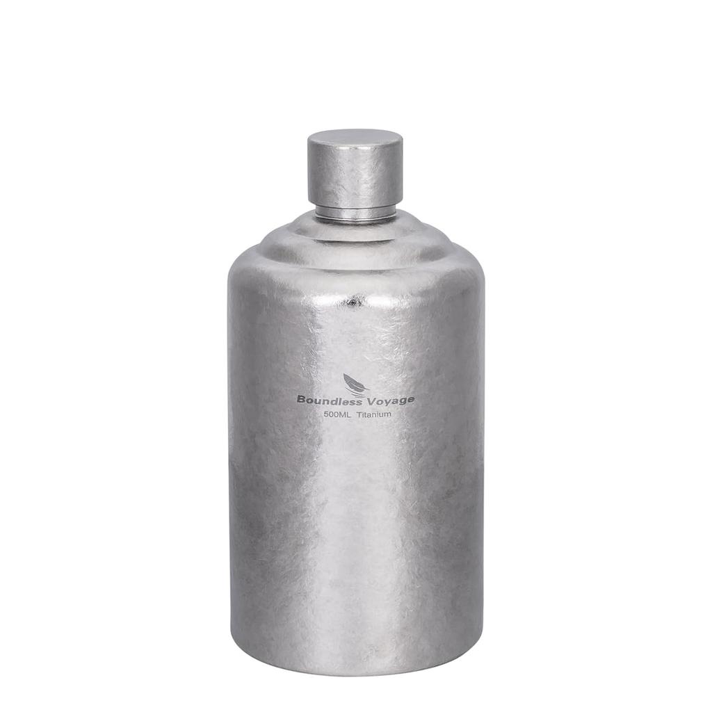 Boundless Voyage Titanium Flask 500ml 1000ml Crystal Finish Lightweight Rustproof Whiskey Sake Bottle Outdoor Camping Ti3268D (500ml)