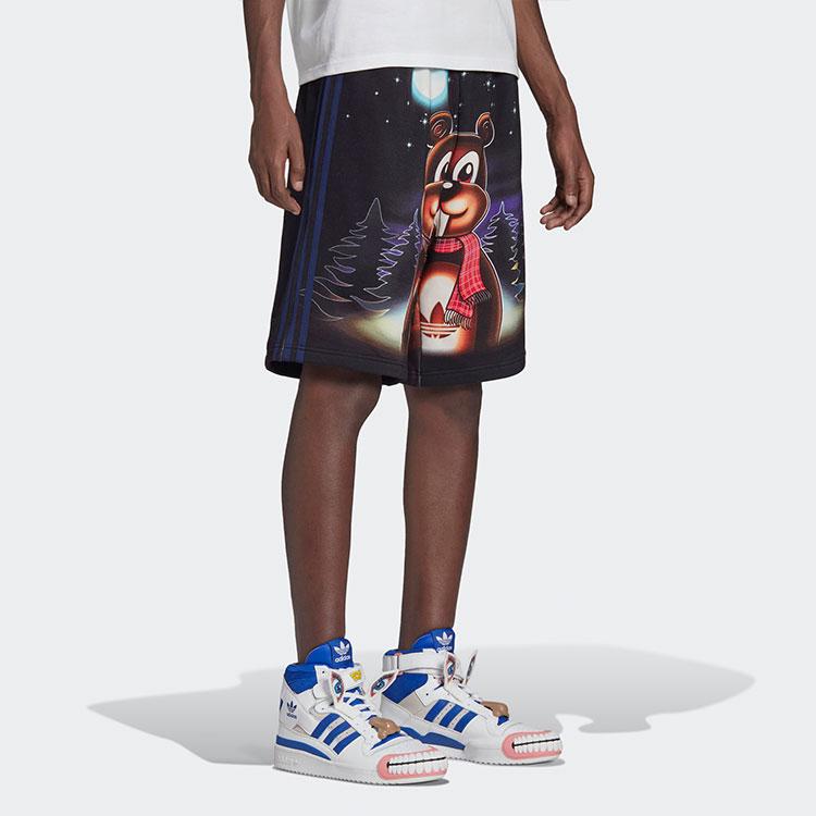 Adidas Свободные спортивные шорты с мультяшным принтом Originals x Kerwin Frost Trefoil, мужские брюки, черные HG8777