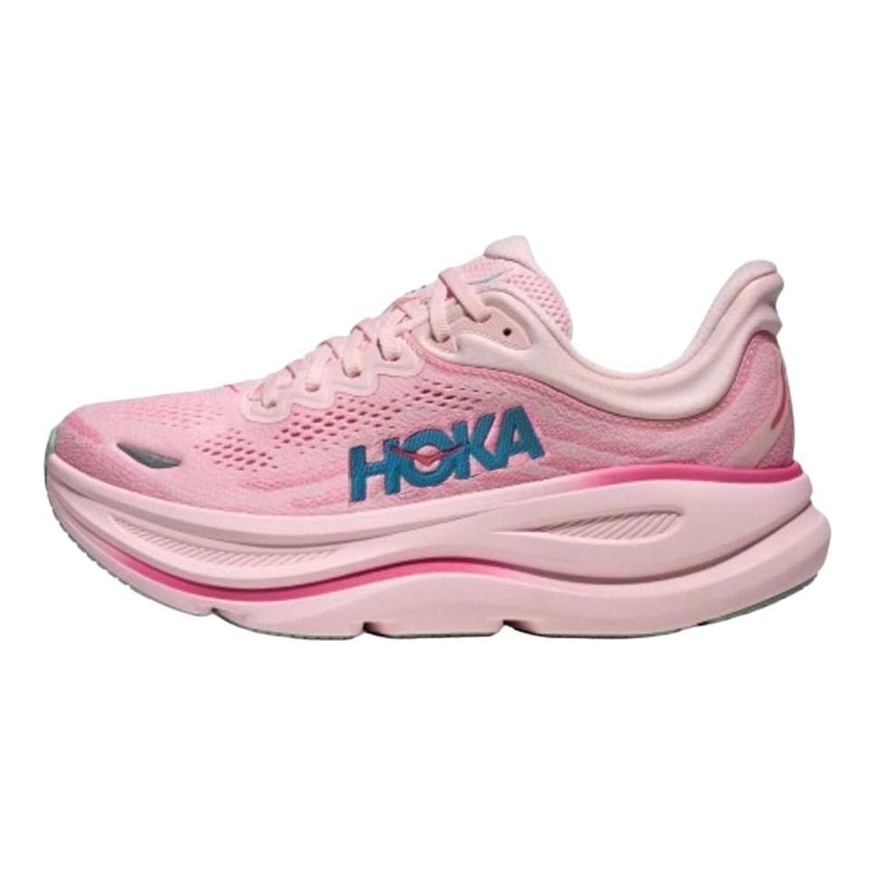 HOKA One One Bondi 9 износостойкие дышащие светоотражающие беговые кроссовки женские розово-голубые 1162012-RSTP