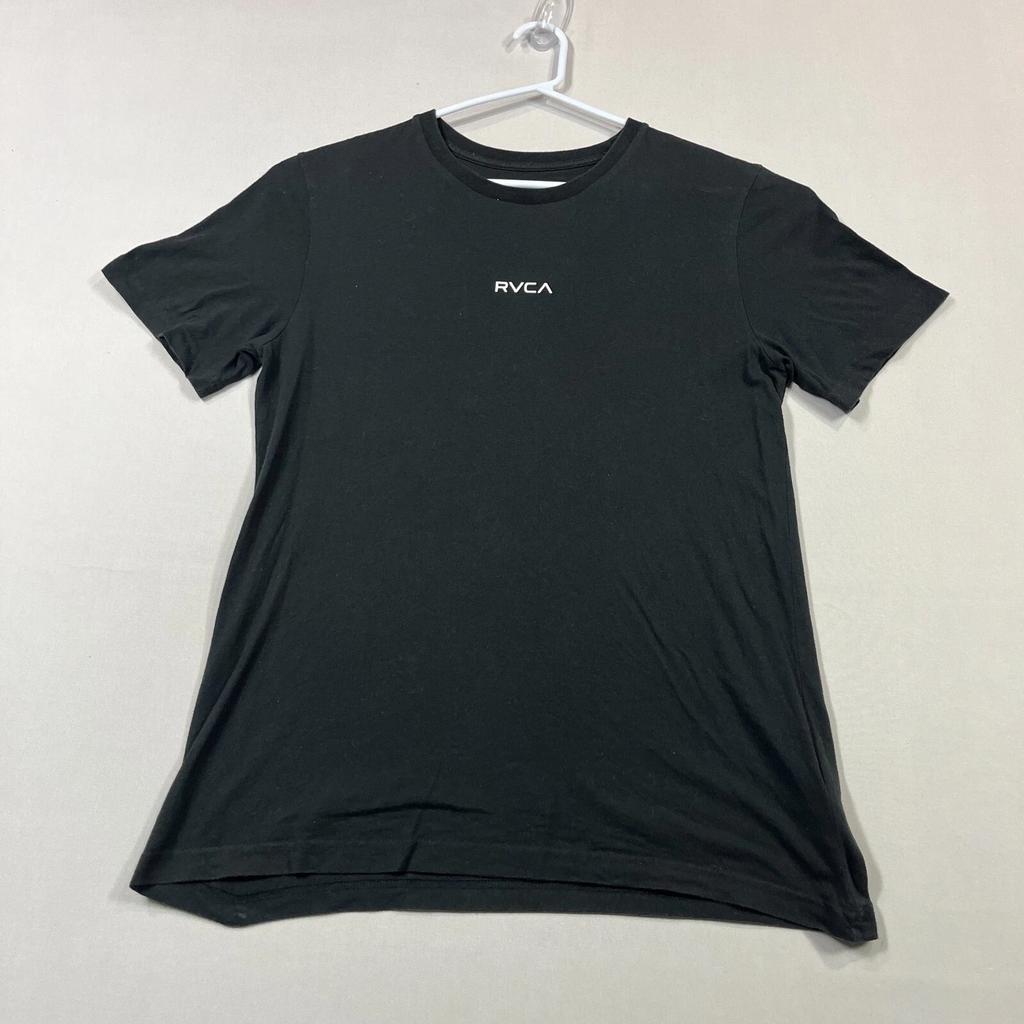 RVCA Черная Хлопковая Повседневная Футболка с Коротким Рукавом и Круглым Вырезом Мужская Маленькая S