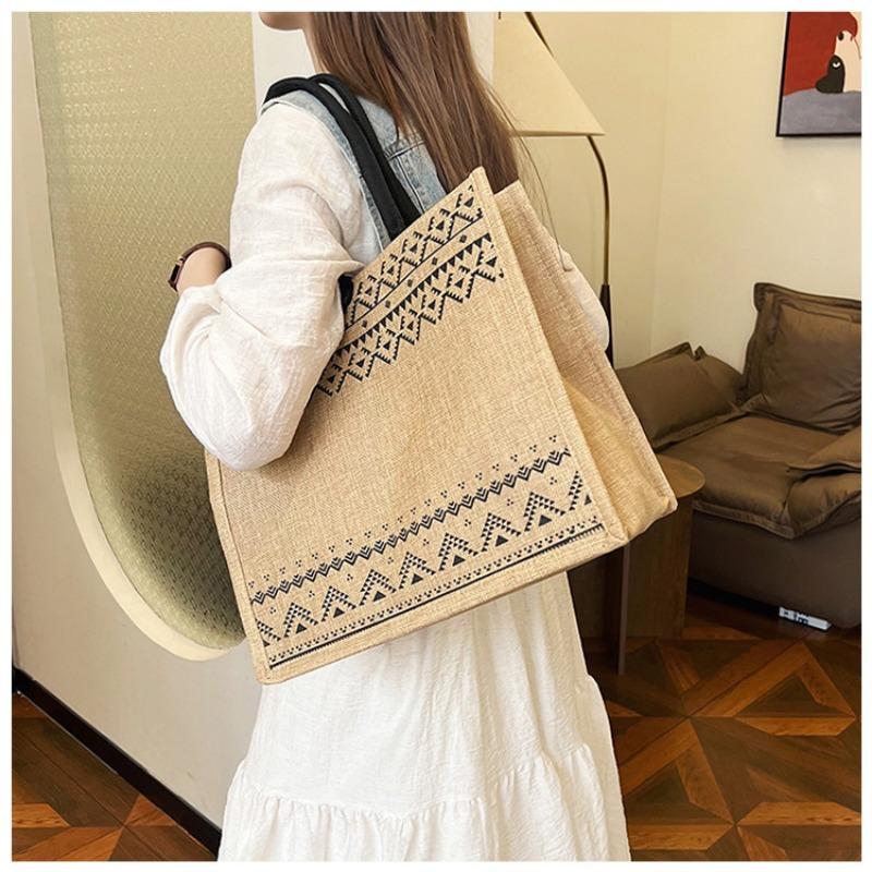 Большая вместимость открытая женская модная сумка для покупок на одно плечо женская льняная сумка для поездок на работу