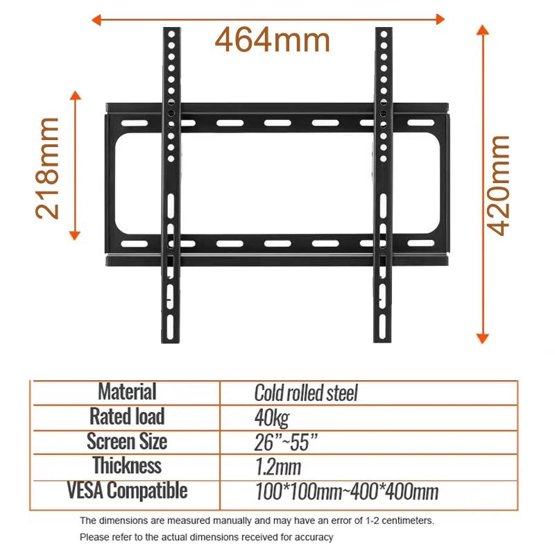 Universal TV Wall Mount Bracket for Most 26-55 Inch LED Plasma TV Mount Up To VESA 400x400mm and 88 LBS Loading Capacity