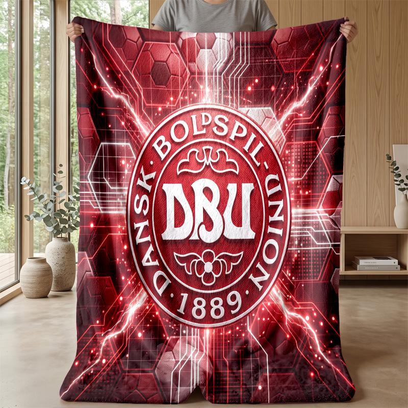 Denmark Football Printed Flannel Blanket Skin Friendly Warm Decorative Throw for Indoor Couch Bed Daily Use
