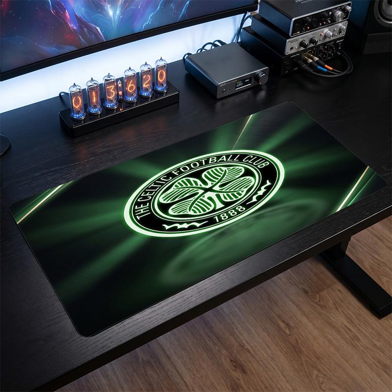 Celtic FC Theme Pattern Mouse Pad, Soccer Logo Design XXL Gaming Desk Mat Non-Slip Computer Mouse Pad