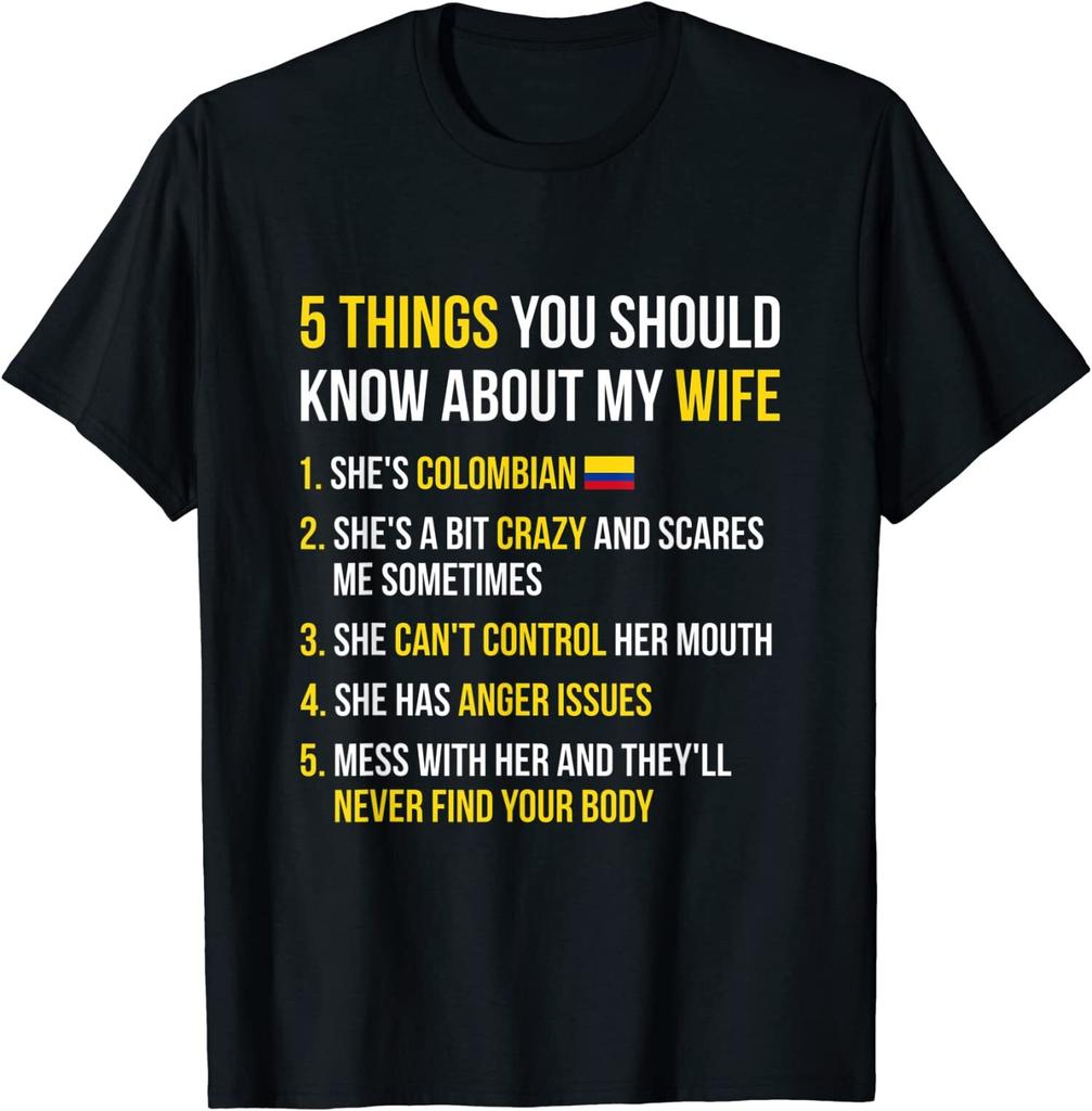 NEW LIMITED Funny 5 Things You Should Know About My Colombian Wife T-Shirt S-3XL