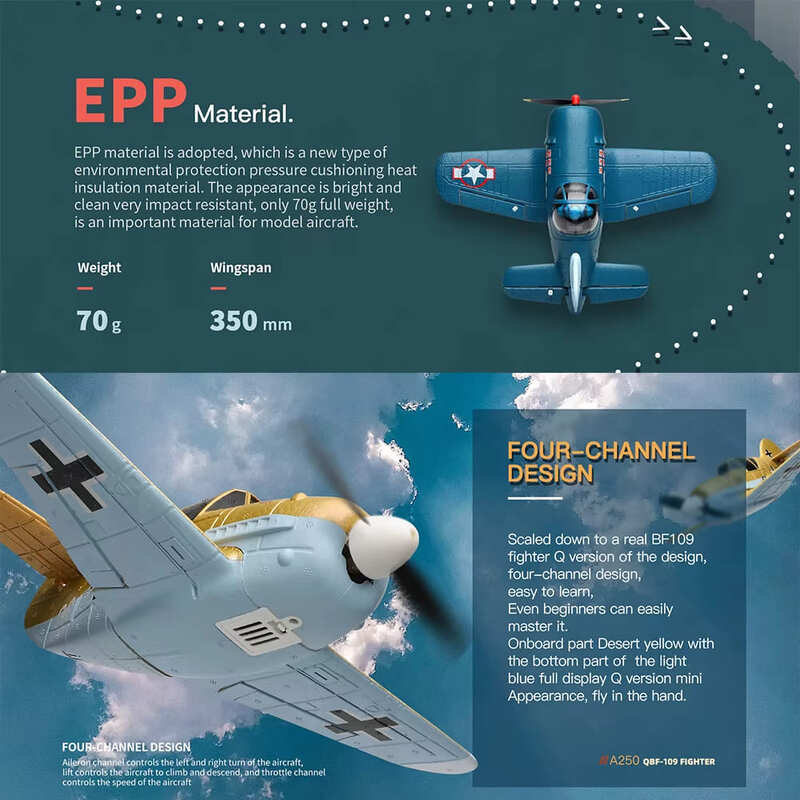 Новый радиоуправляемый самолет с фиксированным крылом, планер из материала EPP, 4-канальный 3D/6G шестиосевой гироскоп, летающий пульт дистанционного управления, электрическая модель самолета, детская игрушка