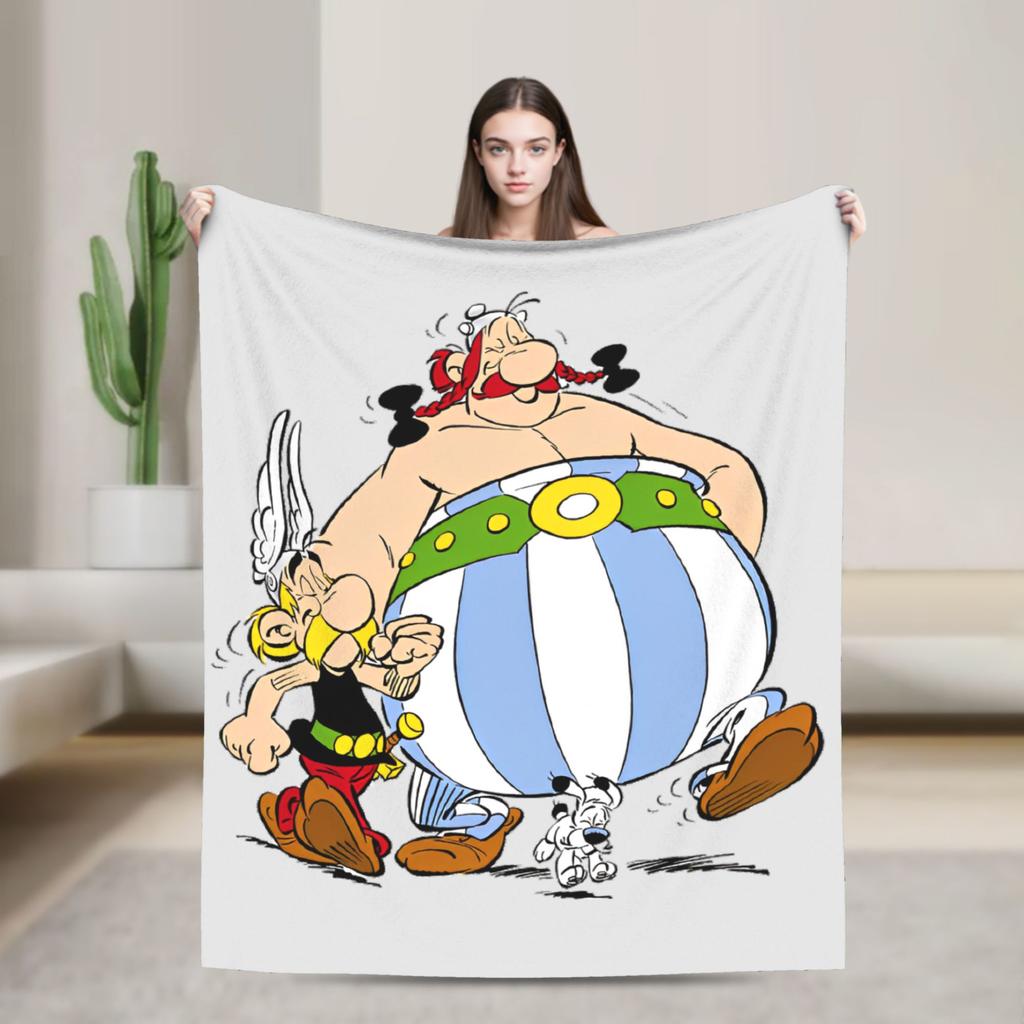 Asterixs And Obelixs Blanket Coral Fleece Plush Spring/Autumn  Lightweight Throw Blanket for Home Car Plush Thin Quilt