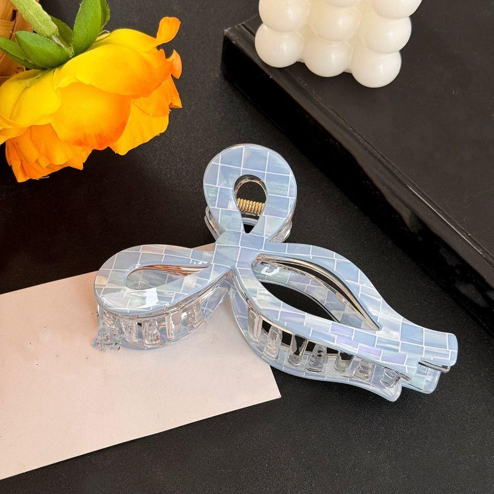 Colorful Acetate Grab Clip Korean Style Large Shark Clip Elegant Bow Hair Claw  Ladies