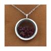 Pierres et Minéraux. Collier Rubis brut. Modèle Médaillon 25 mm. Couleur Argent.