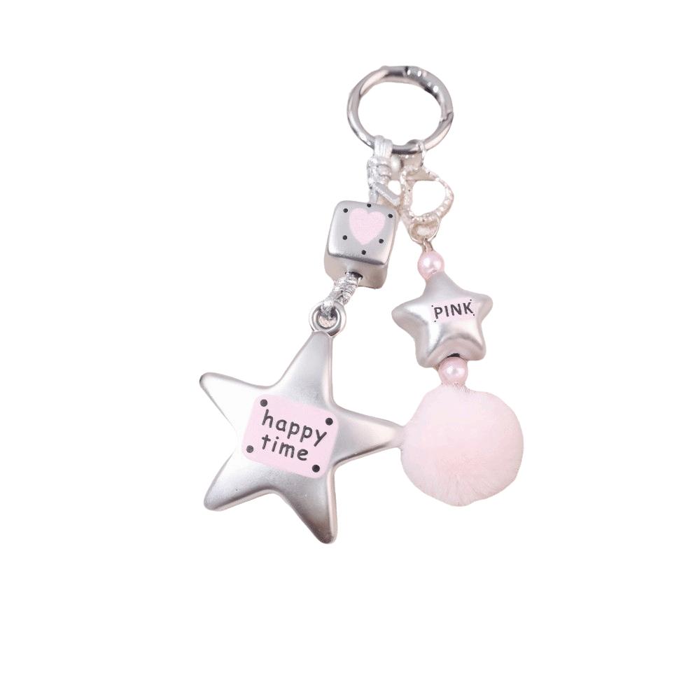 Decorative Star Keychain Y2k Heart Keyring Celestial Zipper Pull Car