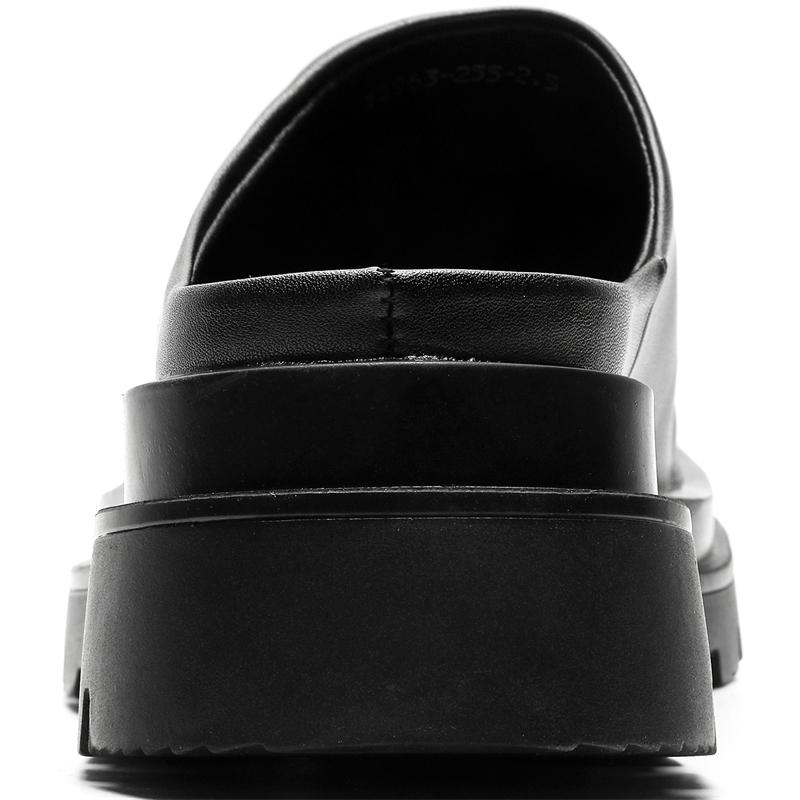 Летние Новые Мюли Уличного Стиля Для Мужчин Однотонные Черные Кожаные Hombre Повседневные Туфли на Высокой Подошве Слипоны Тренд