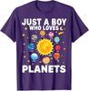 Just A Boy Who Loves Planets Solar System Space Lover Kids TShirt Funny Astronomy Science Graphic Outfit Boys Fashion Tee Tops
