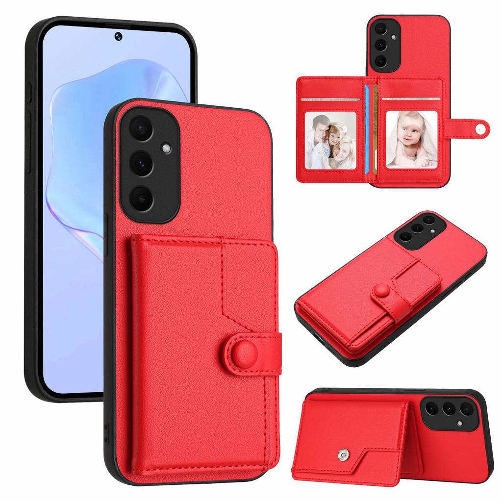 Чехол для Samsung Galaxy A55 5G с блокировкой RFID, держателем для карт, подставкой, из ТПУ + ПУ кожи, задняя крышка телефона