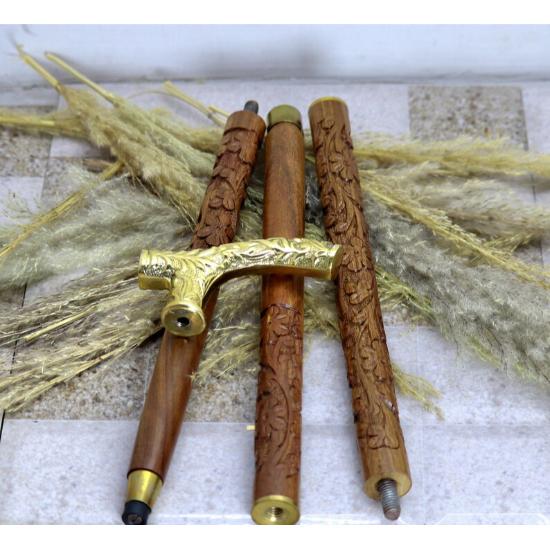 Royal Walking Stick Head Handle Special Carving Design Wooden Walking cane-Stick With Special Brass Carving Design For Special Gift