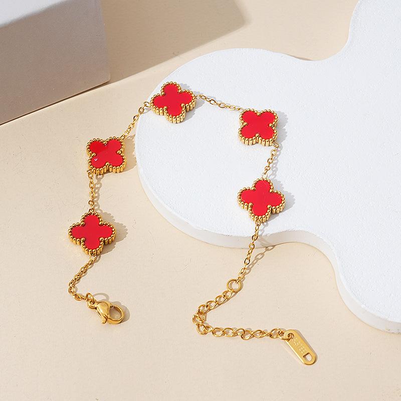 Браслет из нержавеющей стали с четырьмя листами клевера не теряет цвет женский титановый стальной старший Sense Ins стиль ювелирных изделий