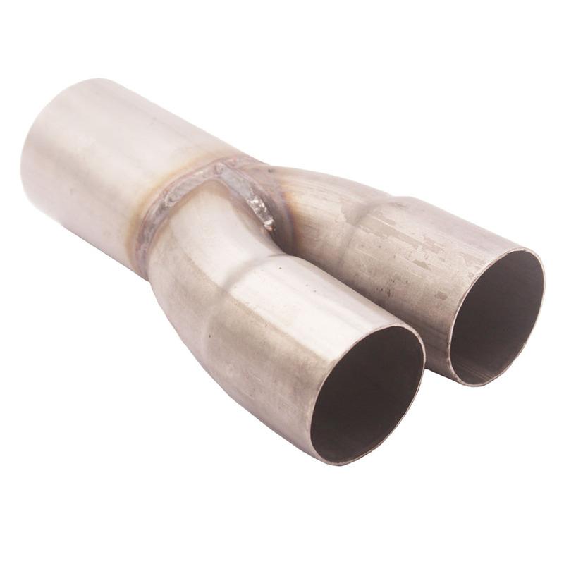 2-1 Stainless Exhaust Merge Collectors Dual 2" ID to Single 2.5" OD Silver