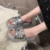 2024 New Sequined Sandals Women Thick Bottom Wedges Slippers Female New Summer Non Slip Beach Shoes Woman Bling Slides