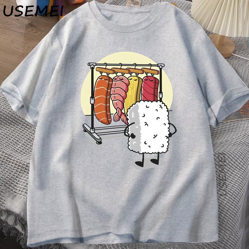 Футболка Sushi Wardrobe Женская Мужская Смешная Высококачественная Футболка Хлопок Графические Футболки Свободные С коротким рукавом С принтом Футболка Мужская Топы