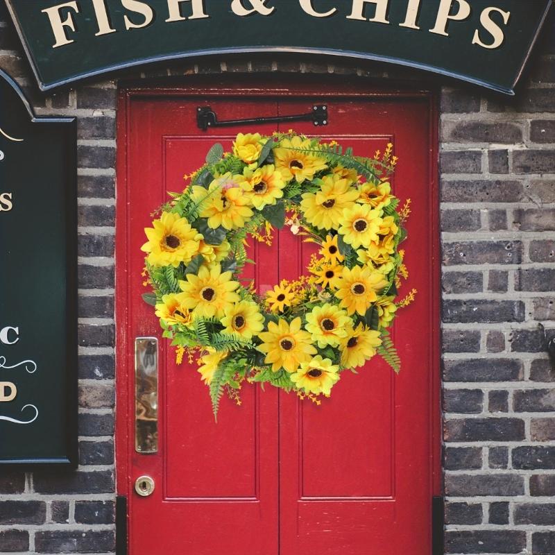 Artificial Sunflowers Wreath for Front Door Farmhouses Wedding Holiday Decorations, Front Door Wreath Spring Wreath