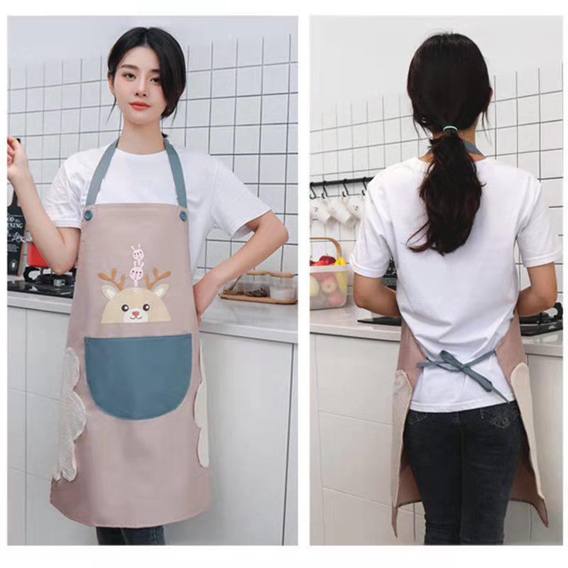 Women's Waterproof & Oilproof Korean-Style Cooking Apron - Fashionable, Wipeable Smock for Kitchens