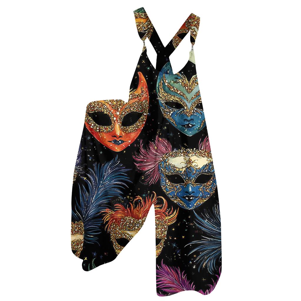 Женский комбинезон с принтом в винтажном стиле (Нерегулируемые ремни)