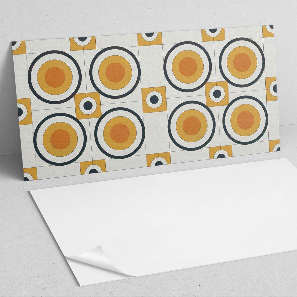 Vinyl Decorative Panel with Graphics for Kitchen or Bathroom 100x50 cm Geometry of Circles and Squares