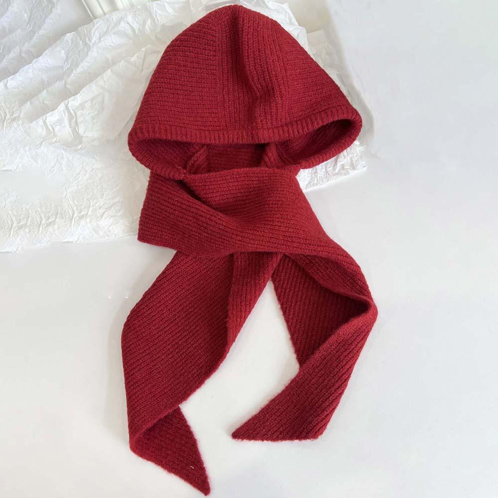 Acrylic Fibers Knitted Hooded Cap Triangular Winter Neckerchief Hat Neck Collar Beanies Cap  Work