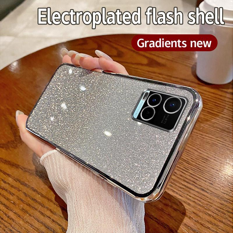 Для Vivo Y33S Чехол Vivo Y33t Y21 Y21S Y21A Y21T Y21E Чехол для телефона Блестящий блестящий силиконовый объектив камеры Мягкая задняя крышка