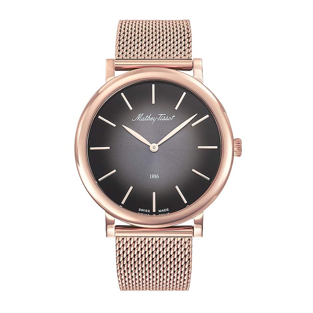 Mathey-Tissot Мужские часы Monsoon, из нержавеющей стали с покрытием цвета розового золота, с черным циферблатом, кварцевые, H7916PN