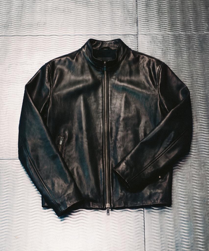 JILLSTUART NEWYORK MEN [Italy] Lambskin Band Neck Trucker Jacket - Black (Jnju6C053Bk)