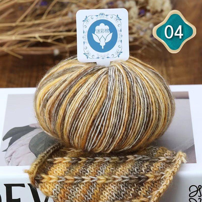 Камуфляжная хлопчатобумажная пряжа, окрашенная сегментами шерсти Mahai, ручная работа, средняя толстая нить для шарфа, шляпы