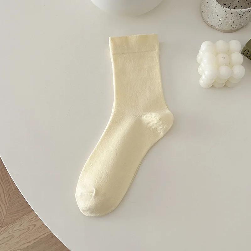 Женская мода Harajuku Streetwear средние носки-трубы японские милые девушки однотонные хлопковые длинные носки