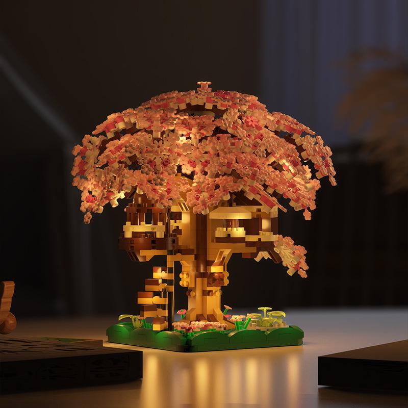 Домик на дереве 'Цветение вишни', совместимый с блоками LEGO - DIY Цветочный орнамент и Подарок для девочек
