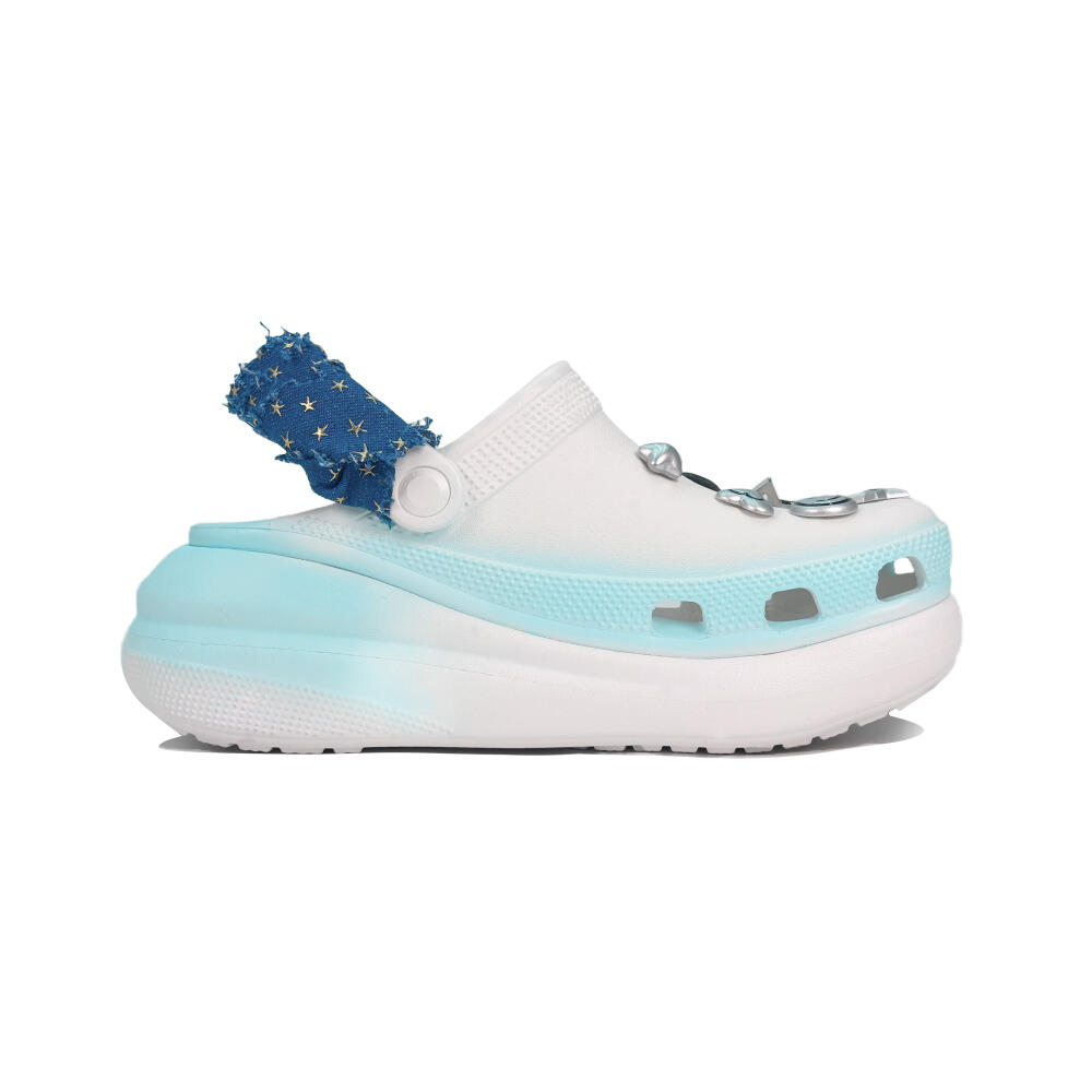 Crocs Crush Clog EVA Denim Star Gift Box Spring/Summer Decorative Buckle Denim Elements Graffiti Trend Hole Shoes Unisex White