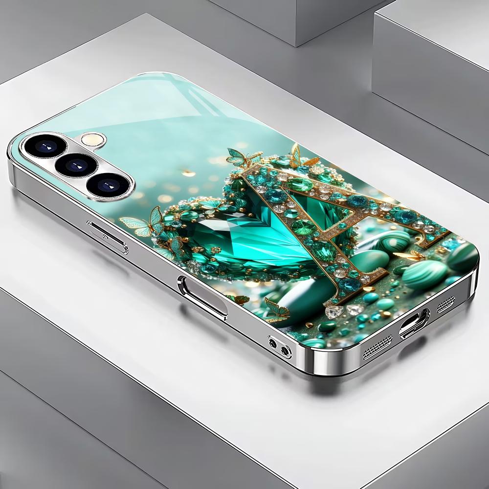 Чехол из закаленного стекла с буквой А для телефона Samsung Galaxy S26 S25 S24 S23 S22 S20 FE/Ultra/Plus, противоударная задняя крышка