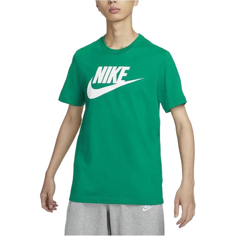 Nike SS24 Letter Logo Повседневный свитер Трикотажный спортивный мягкий удобный прочный классический круглый вырез короткий рукав футболка мужская футболка павлинье-зеленый AR5005-365