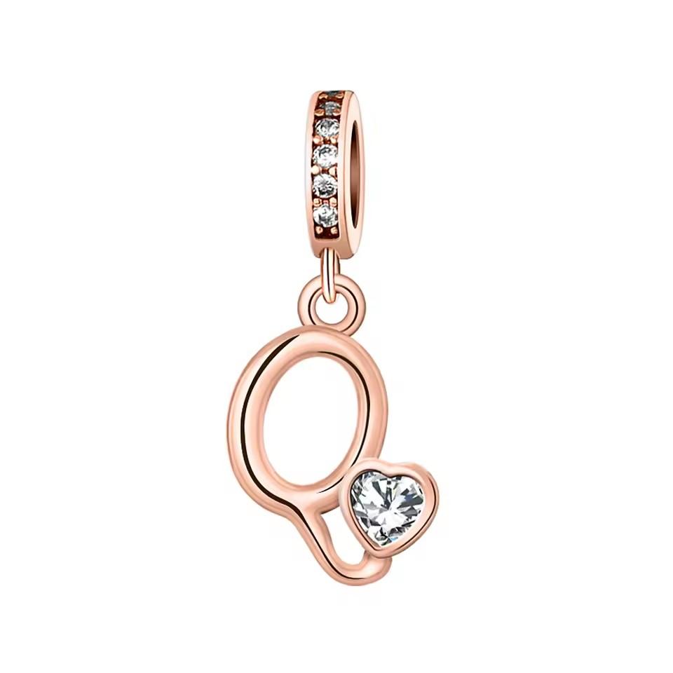 Новый медный с покрытием Rose Gold, Light Gold, двухцветный, с 26 английскими буквами, подвеска-шарм, совместим с браслетами, ожерельями, для самостоятельного изготовления украшений