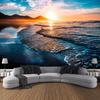 Summer Landscape Beach Sunset Ocean Waves Tapestry Wall Printing Large Tapestry Dorm Room Indoor Room Bedroom Decoration
