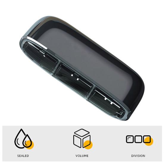 Портативная коробка для таблеток с 3 отделениями и буквенным принтом, с пылезащитной прозрачной крышкой и силиконовым уплотнением Портативная коробка для таблеток для путешествий