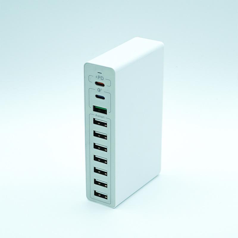 Многопортовое USB-зарядное устройство 65 Вт, быстрая зарядка PD 20 Вт, QC 3.0, совместимо с Apple и Huawei.