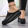 Fashion Women Half Slippers Spring and Autumn Casual Slip In Mesh Shoes Breathable and Lightweight Black Thick Soled Shoes Women's Sizes