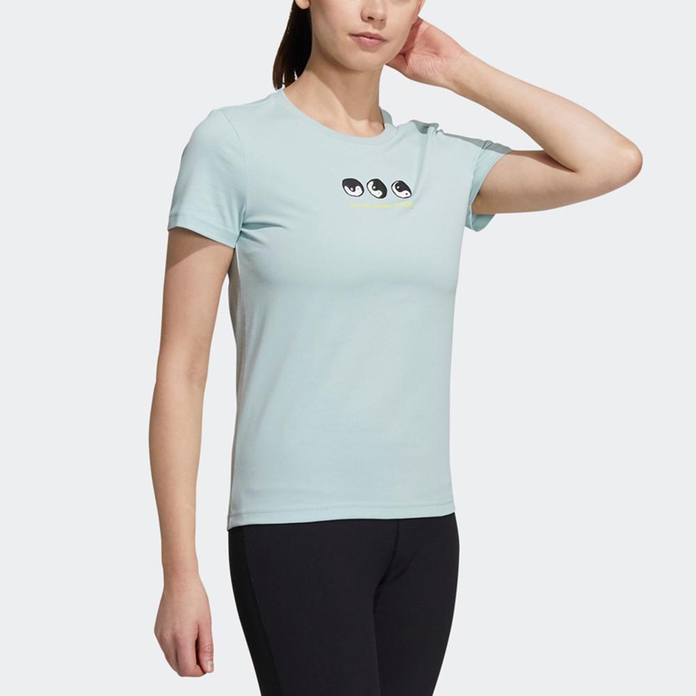 Adidas Спортивная футболка Primeblue с графическим принтом, женские топы, светло-зеленая, GN7366