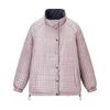 Womens Reversible Cotton Puffer Jacket Fashion Casual Solid Color Round Neck Long Sleeve Winter Outerwear