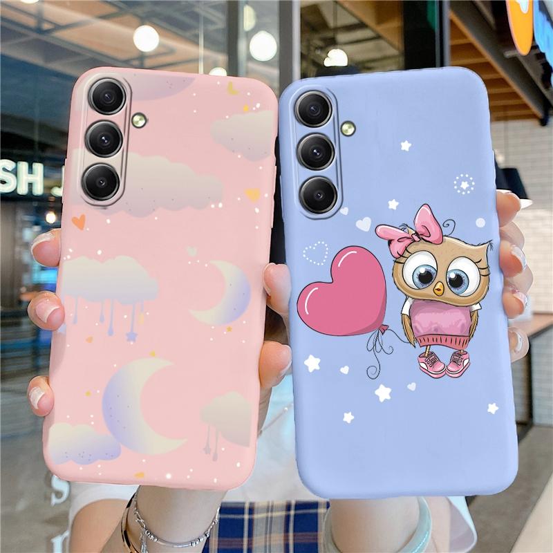 Мягкий силиконовый чехол с рисунком совы для Samsung A55 A35 S24 Xiaomi Redmi Note 13 iPhone 15 Huawei Honor Realme Camera Защитный противоударный чехол
