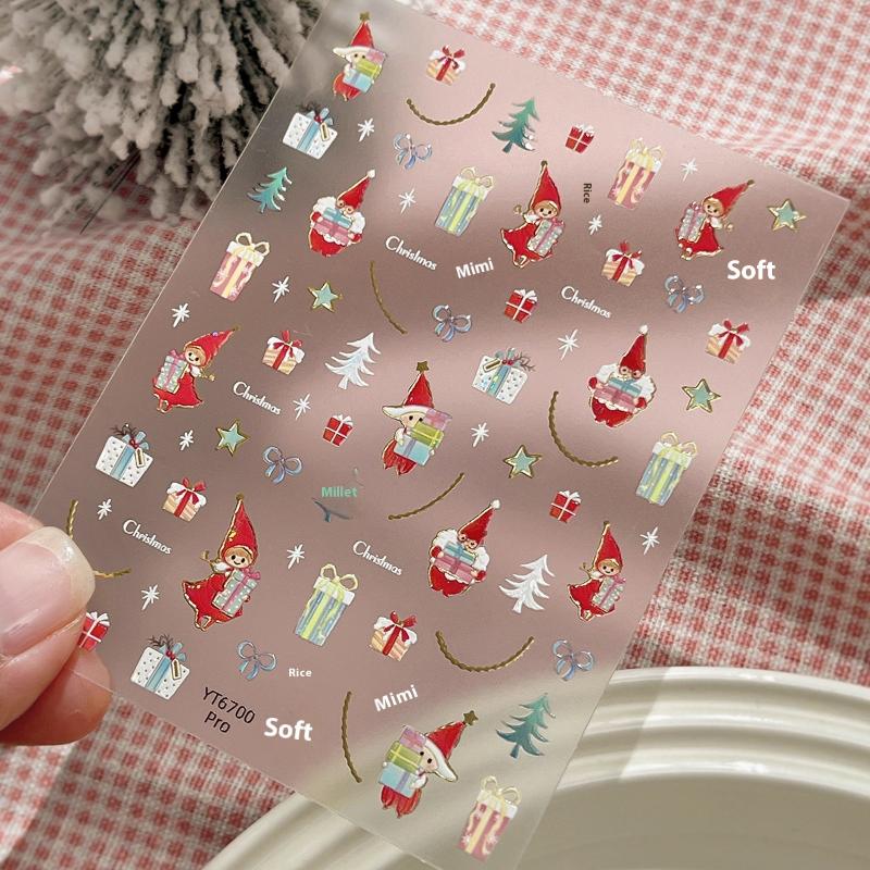 Cute Christmas Snowman Christmas Tree Santa Claus Nail Stickers Kawaii Art Stickers Diy New Year Accessories Manicure Decals