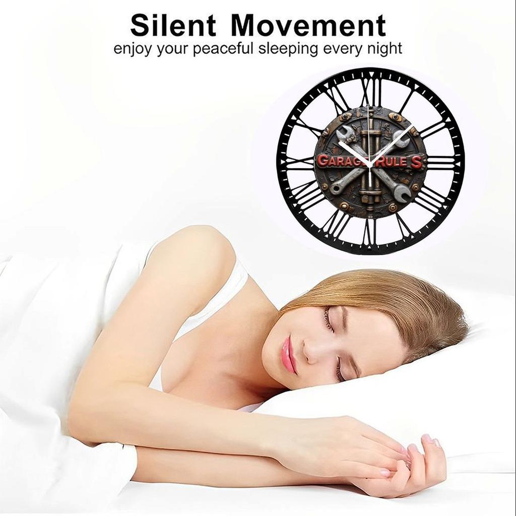 25cm Library Study Iron Wall Clock with Quiet Movement and Roman Numerals
