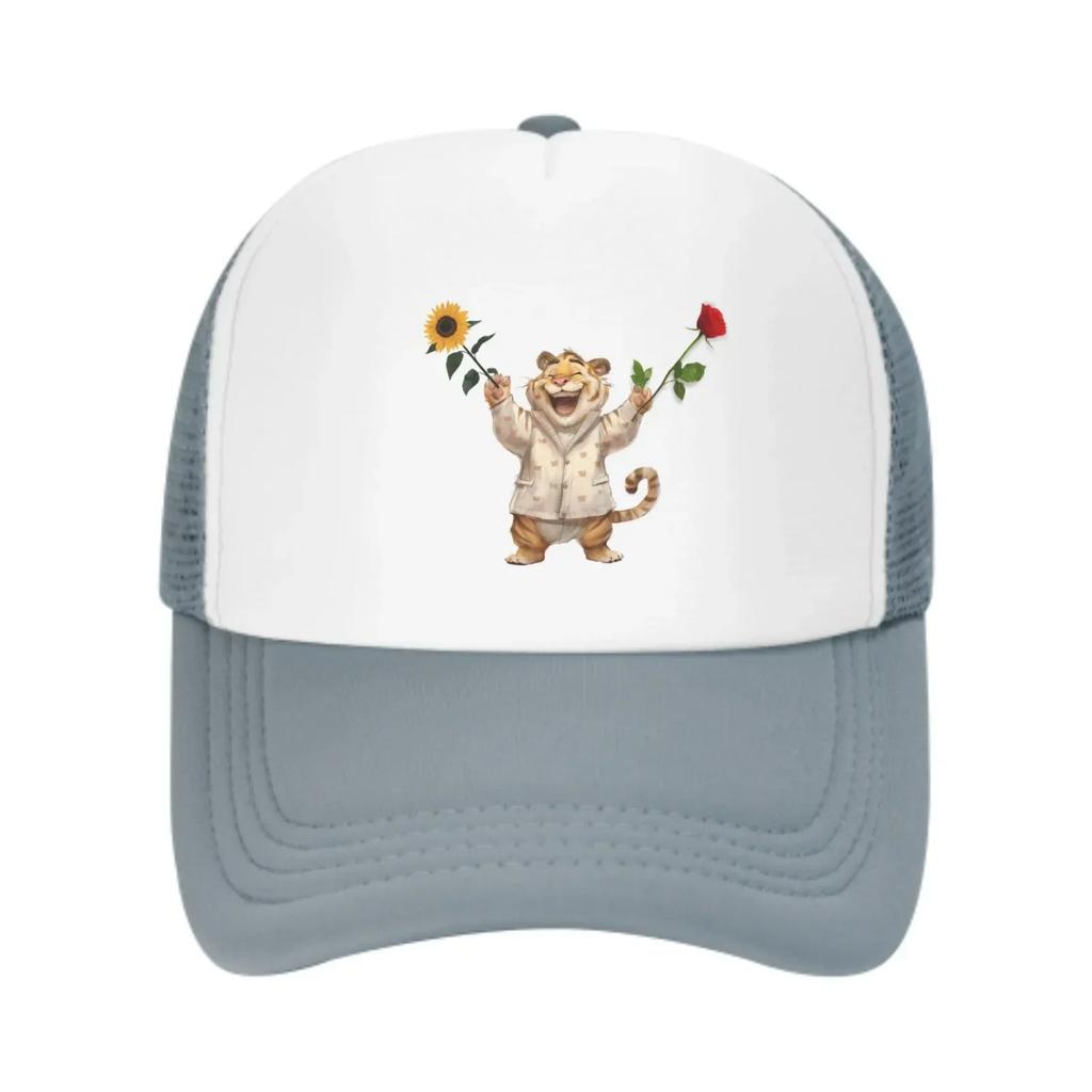 Happy Tiger Baseball Caps Fashion Trucker Hat Unisex Mesh Caps for Women Unisex Outdoor Leisure Travel Neutral Sun Hat