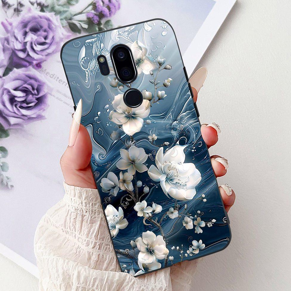 Чехол для LG G7 ThinQ Черный Силикон Милый Кот Модные Цветы Крутая Расписная Задняя Крышка Для Телефона LG G7ThinQ LMG710EM
