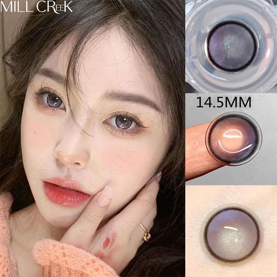 Mill Creek, 2 шт., фиолетовые контактные линзы, мягкие и удобные гидрогелевые, 0 класс, контакты для ежегодного использования, 14,2 мм, косплей, Хэллоуин, фиолетовые глаза