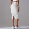 Высокая обтягивающая юбка с запахом на бедрах, спортивная юбка, высокая эластичная матовая средняя длина, разрез, повседневное платье для йоги для женщин